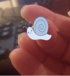 I totally had to learn a new program to insert that snail over my [wee] injury.